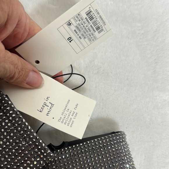 A New Day Silver Gunmetal Grey Ankle Booties with Block Heel and Rhinestones - Picture 4 of 16